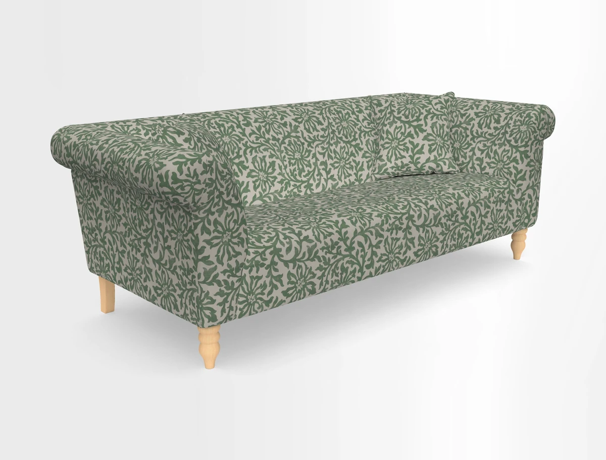 Exbury 3-seater sofa in Frond Stripe Large Storm with scatters in Frond All Over