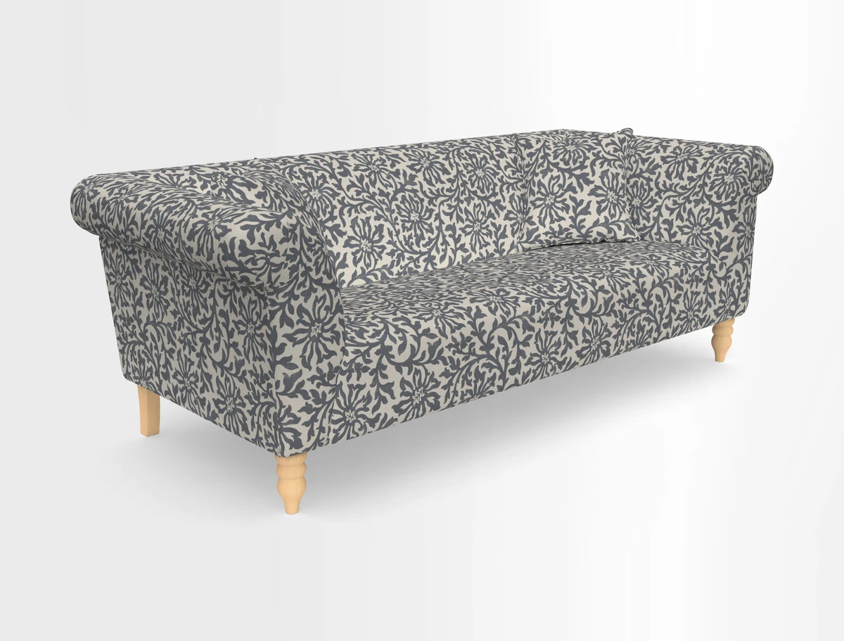 Exbury 3-seater sofa in Frond Stripe Large Storm with scatters in Frond All Over