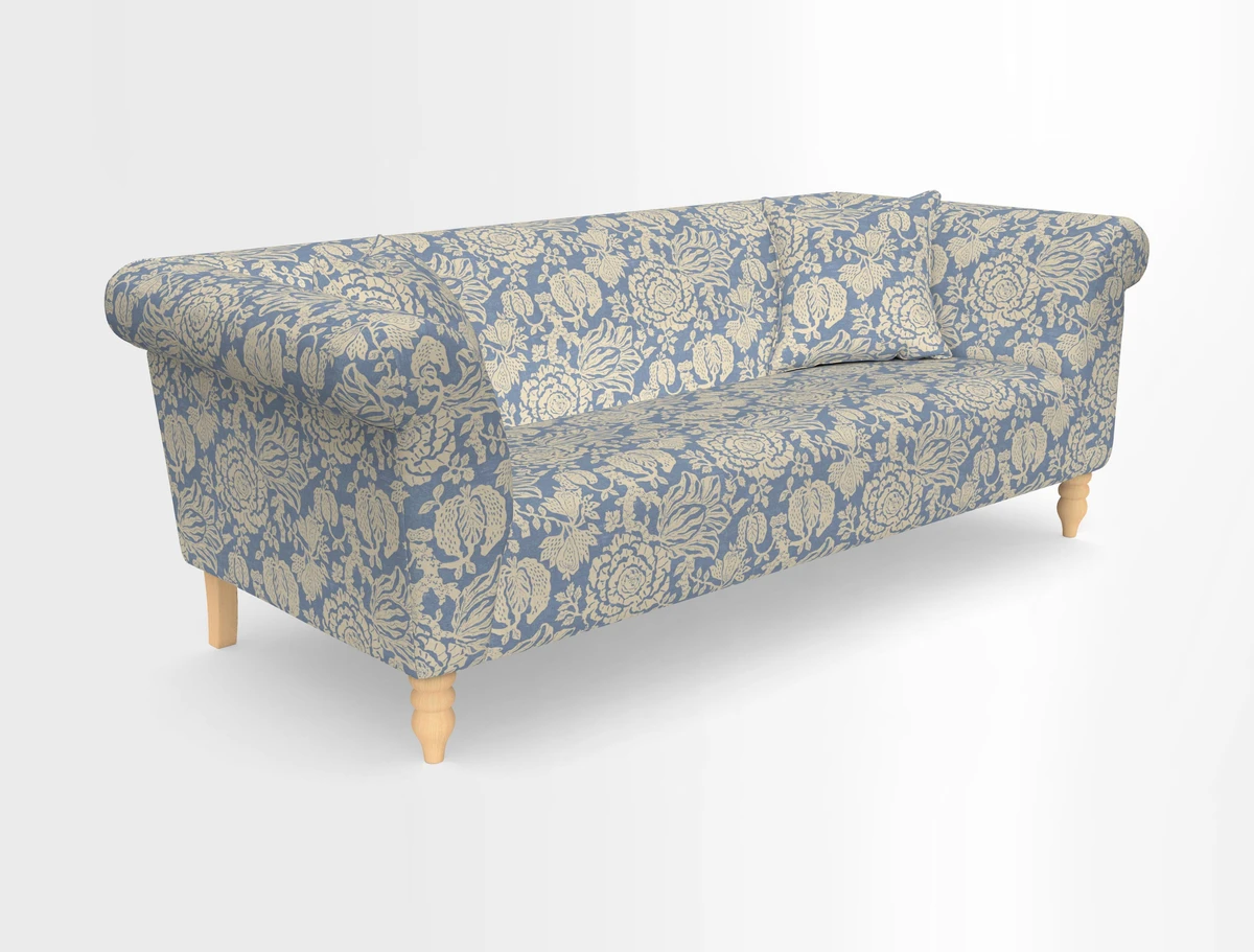 Exbury 3-seater sofa in Frond Stripe Large Storm with scatters in Frond All Over