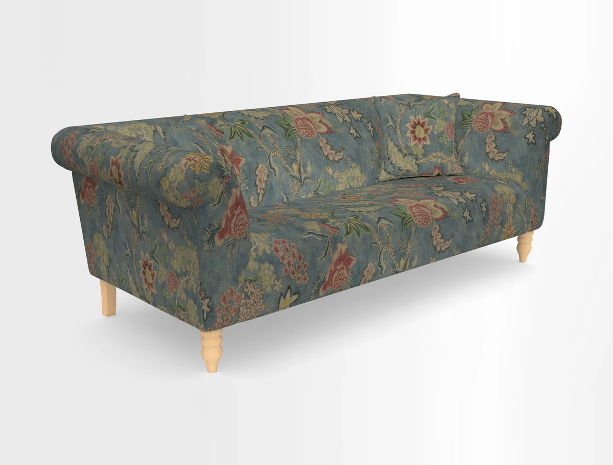 Exbury 3-seater sofa in Frond Stripe Large Storm with scatters in Frond All Over