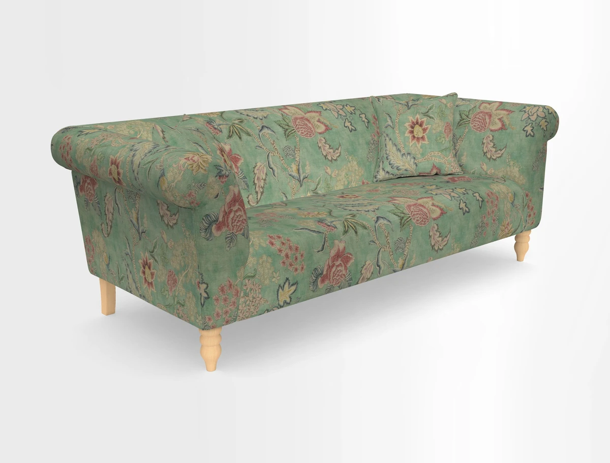 Exbury 3-seater sofa in Frond Stripe Large Storm with scatters in Frond All Over