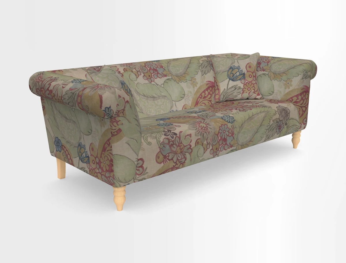 Exbury 3-seater sofa in Frond Stripe Large Storm with scatters in Frond All Over