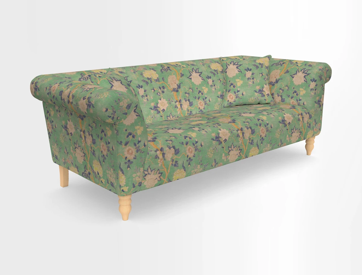 Exbury 3-seater sofa in Frond Stripe Large Storm with scatters in Frond All Over