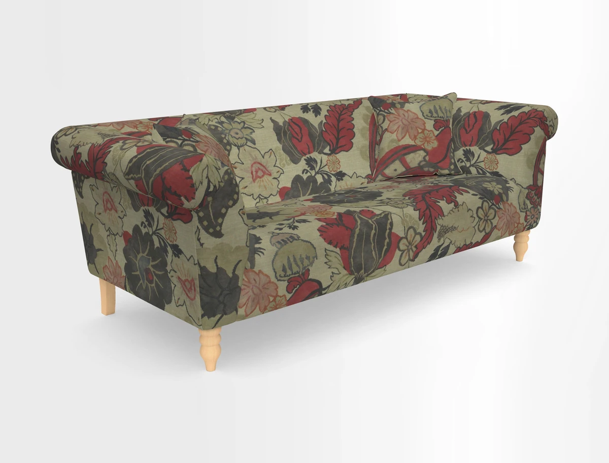 Exbury 3-seater sofa in Frond Stripe Large Storm with scatters in Frond All Over