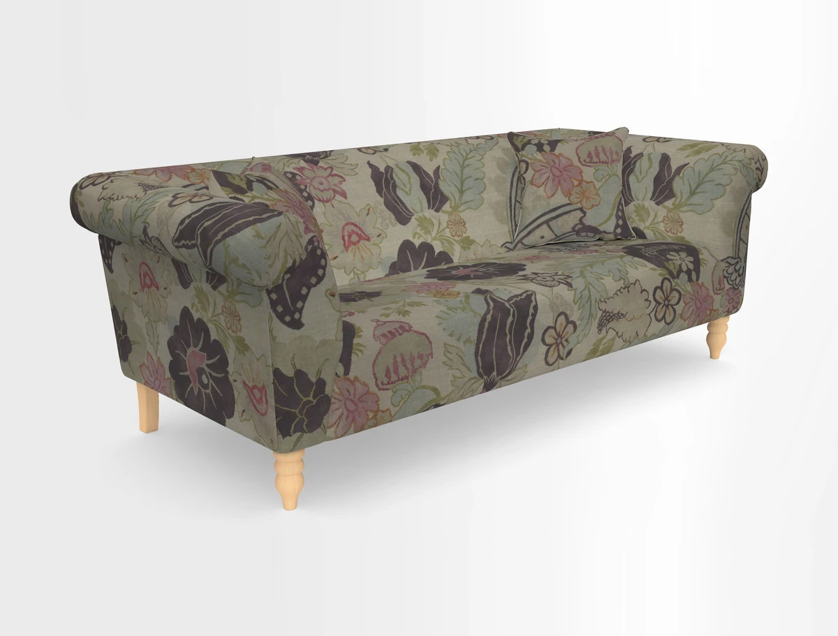 Exbury 3-seater sofa in Frond Stripe Large Storm with scatters in Frond All Over