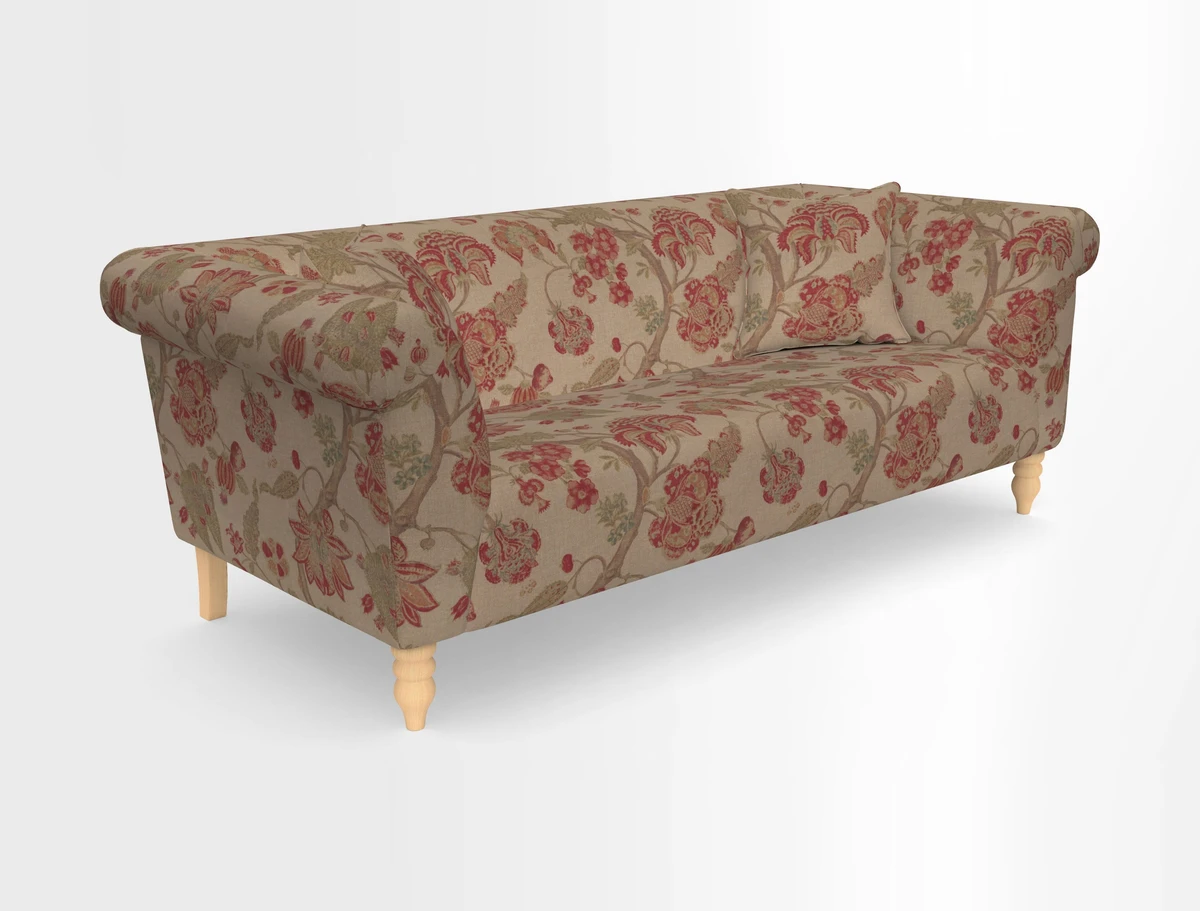 Exbury 3-seater sofa in Frond Stripe Large Storm with scatters in Frond All Over