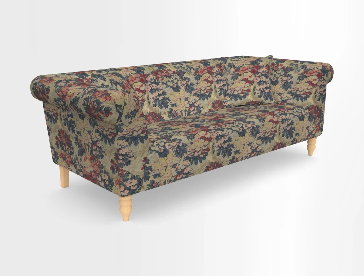 Exbury 3-seater sofa in Frond Stripe Large Storm with scatters in Frond All Over