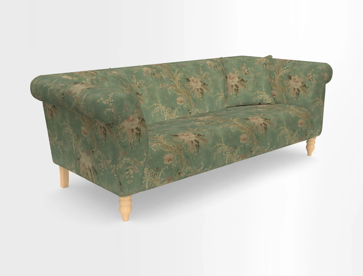 Exbury 3-seater sofa in Frond Stripe Large Storm with scatters in Frond All Over