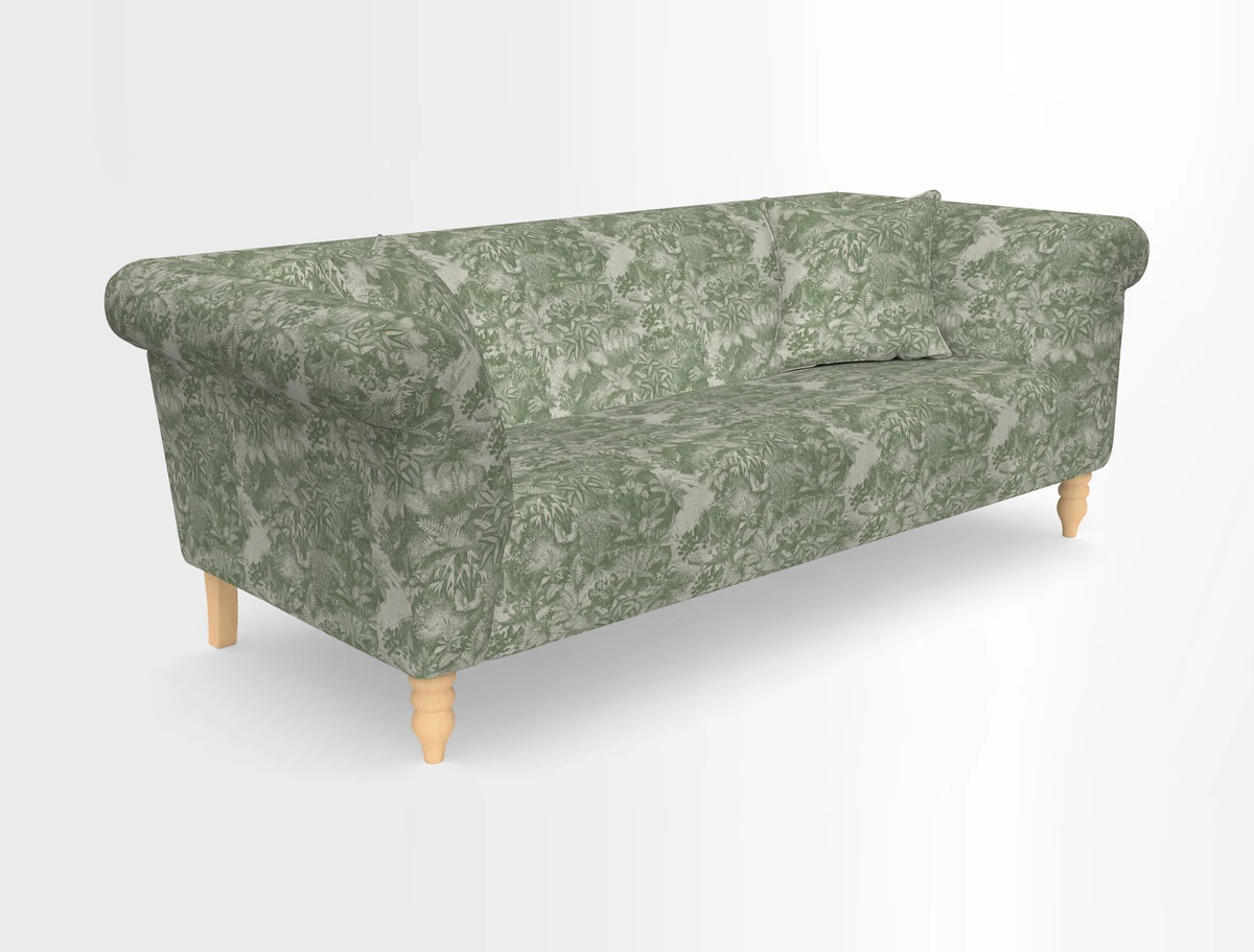 Exbury 3-seater sofa in Frond Stripe Large Storm with scatters in Frond All Over