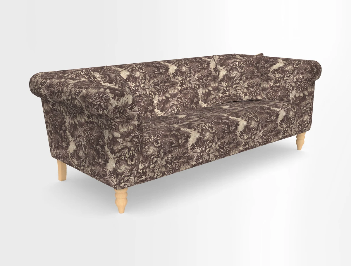 Exbury 3-seater sofa in Frond Stripe Large Storm with scatters in Frond All Over