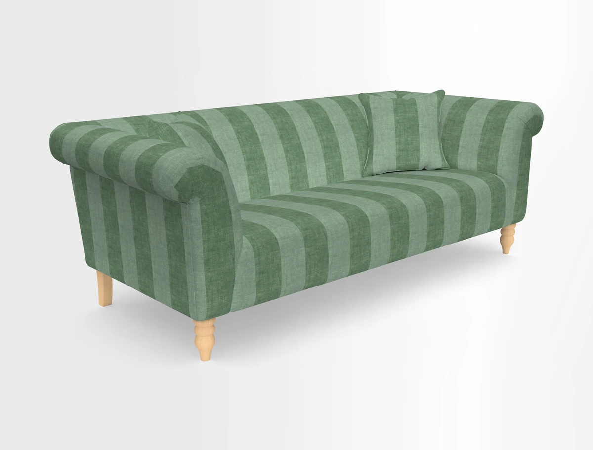 Exbury 3-seater sofa in Frond Stripe Large Storm with scatters in Frond All Over