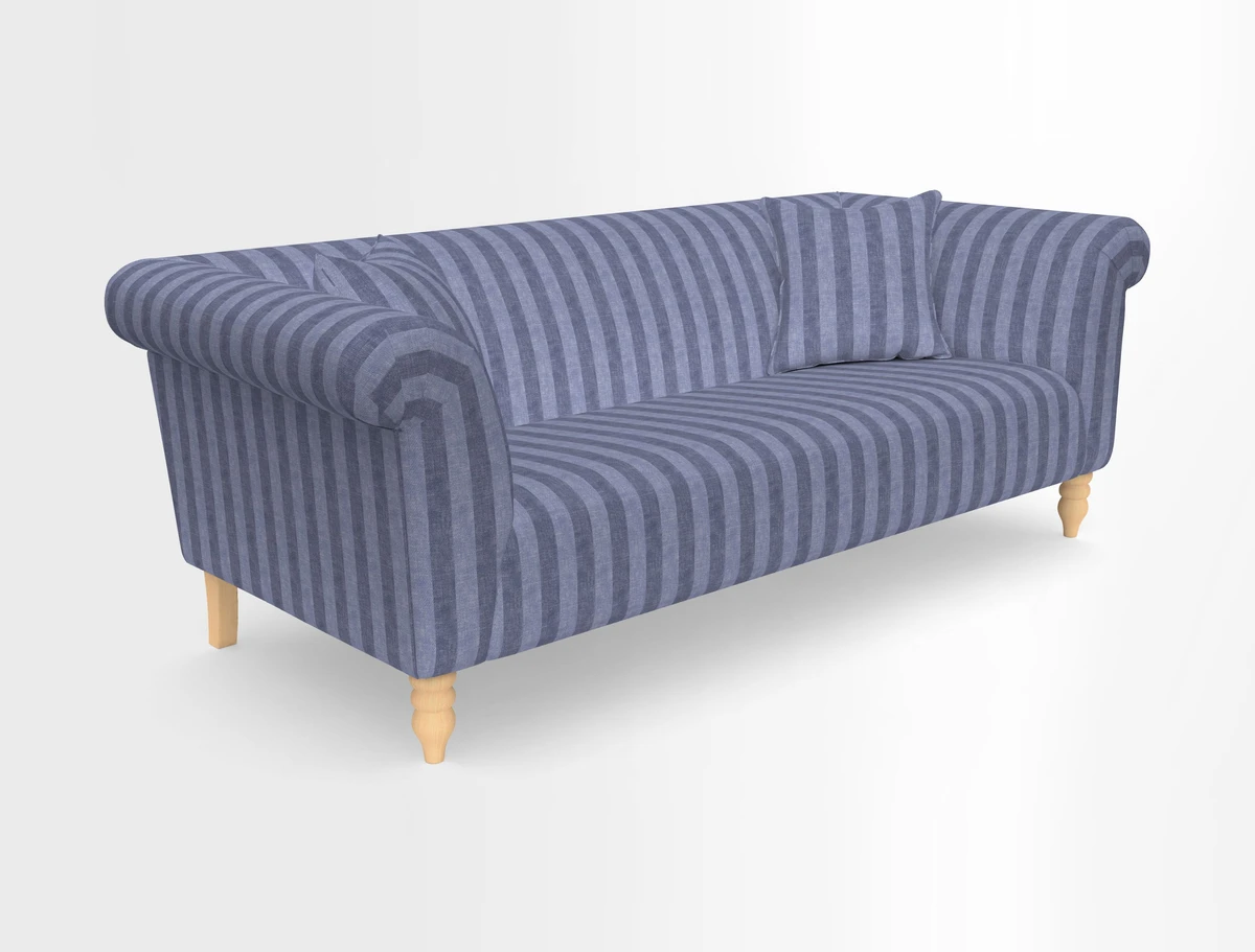 Exbury 3-seater sofa in Frond Stripe Large Storm with scatters in Frond All Over