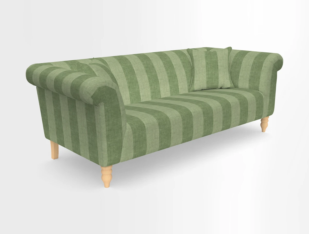 Exbury 3-seater sofa in Frond Stripe Large Storm with scatters in Frond All Over