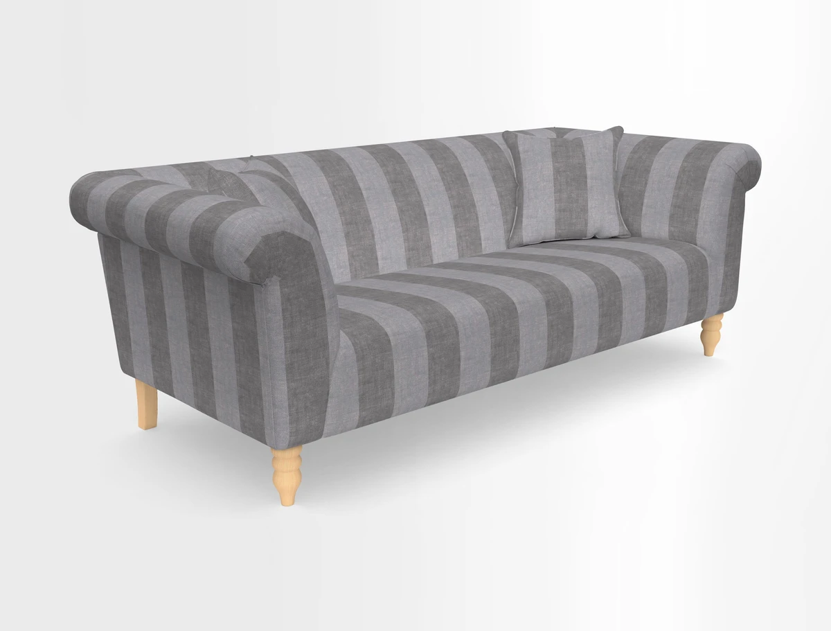 Exbury 3-seater sofa in Frond Stripe Large Storm with scatters in Frond All Over