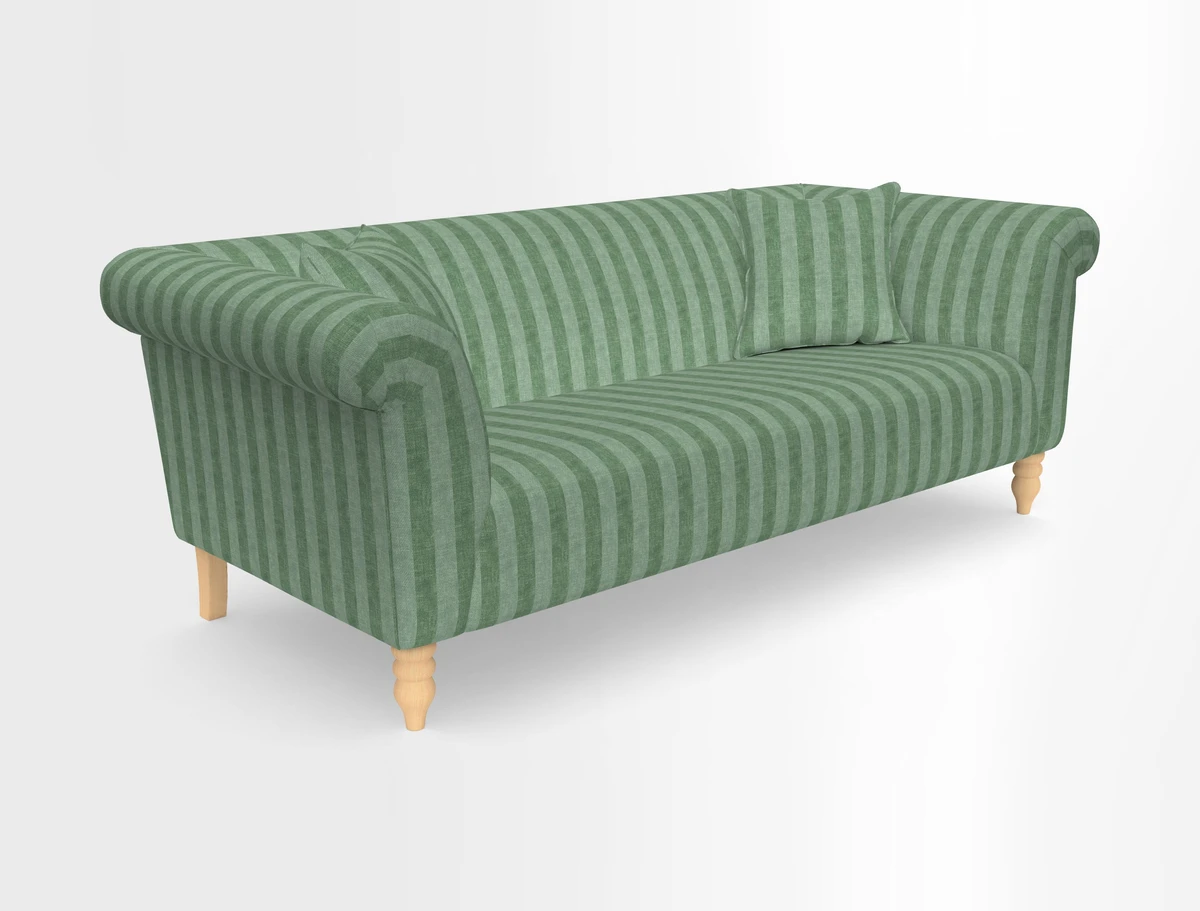 Exbury 3-seater sofa in Frond Stripe Large Storm with scatters in Frond All Over