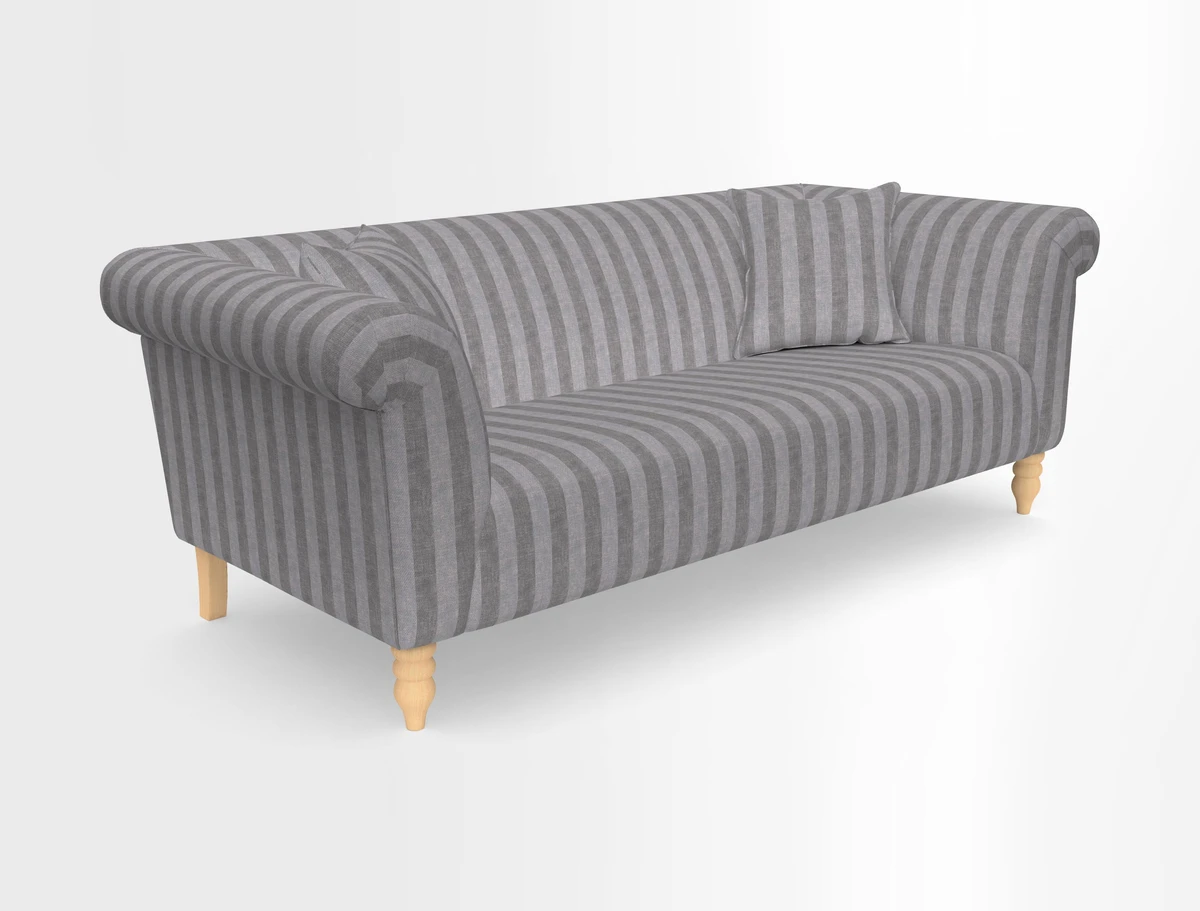 Exbury 3-seater sofa in Frond Stripe Large Storm with scatters in Frond All Over