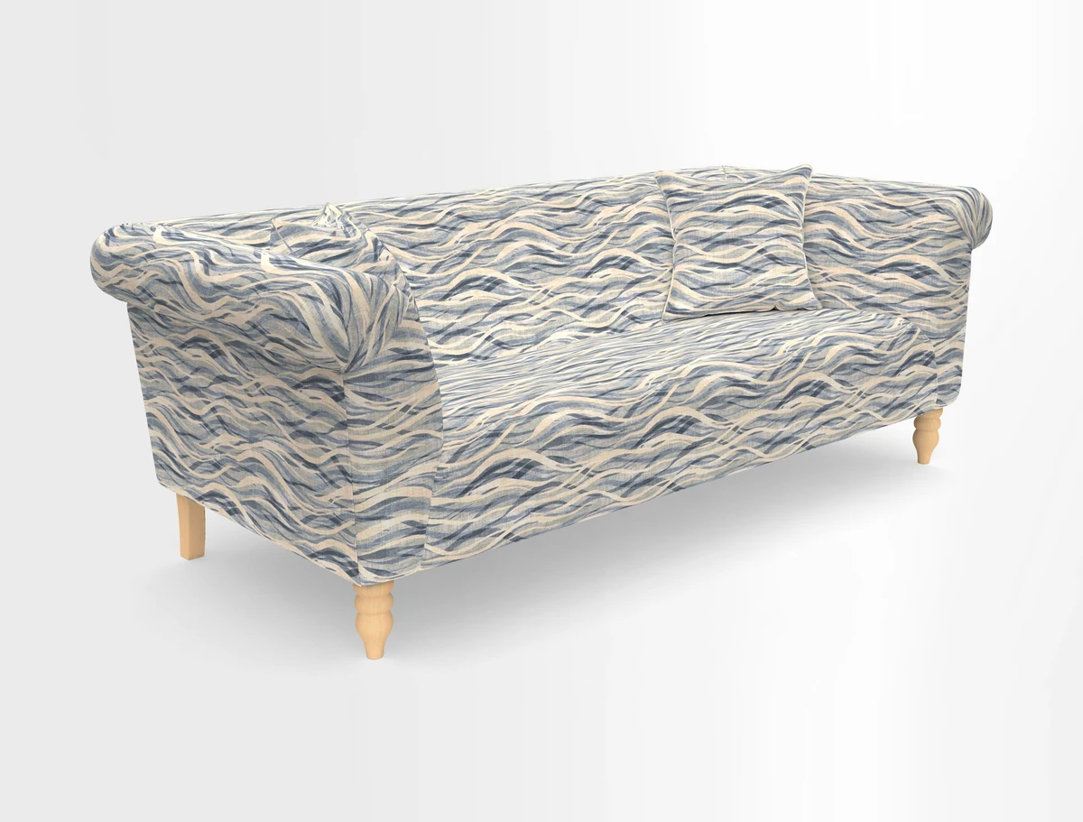 Exbury 3-seater sofa in Frond Stripe Large Storm with scatters in Frond All Over