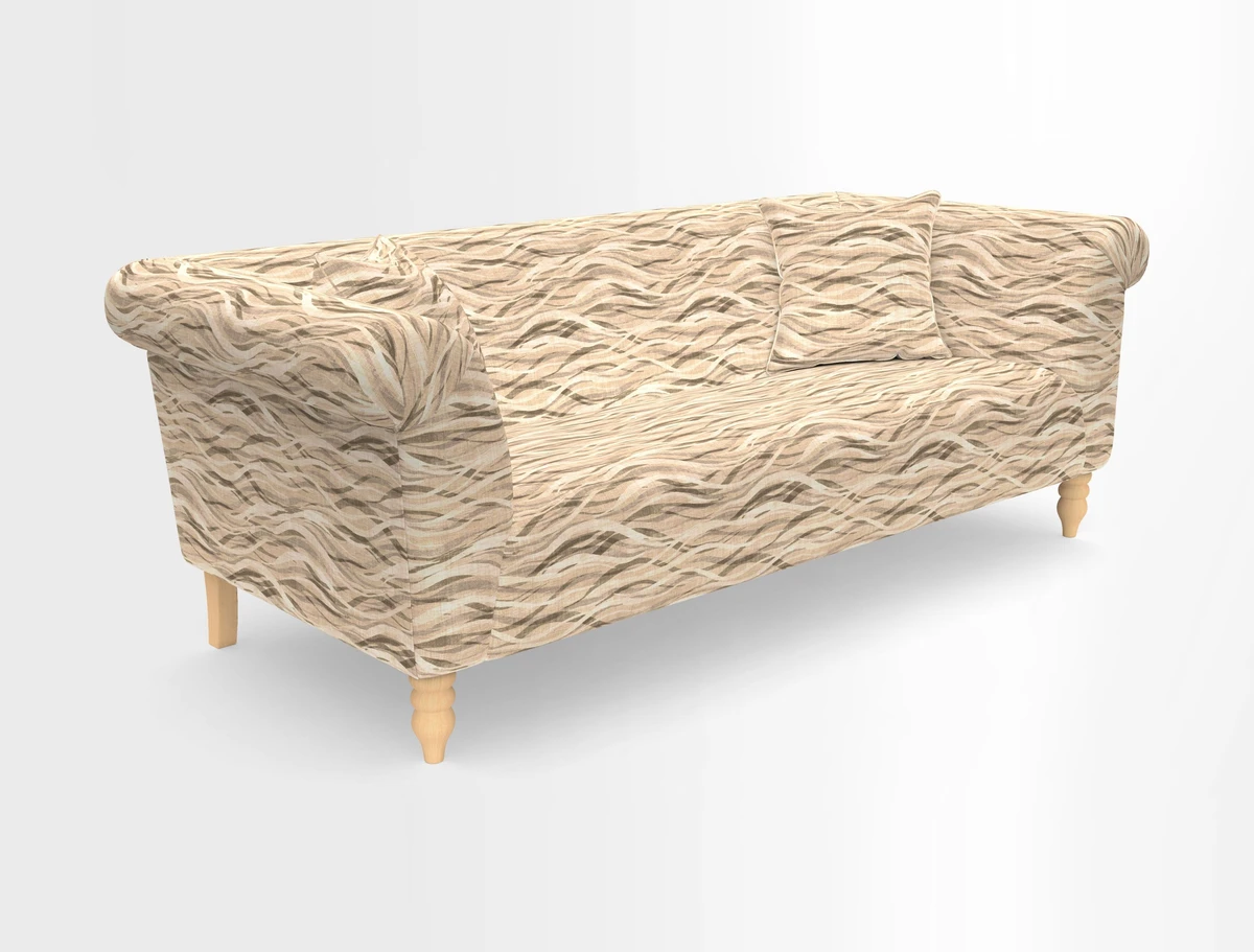 Exbury 3-seater sofa in Frond Stripe Large Storm with scatters in Frond All Over