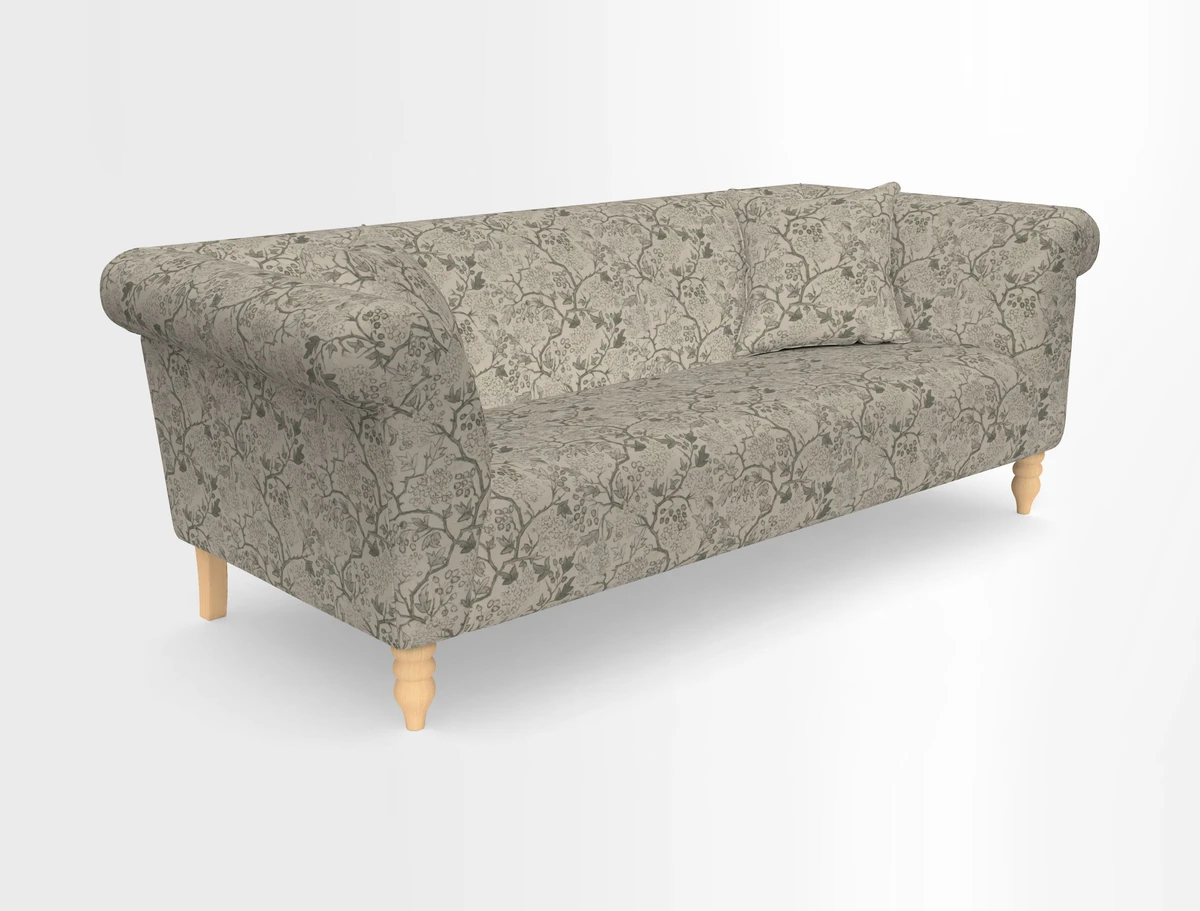 Exbury 3-seater sofa in Frond Stripe Large Storm with scatters in Frond All Over
