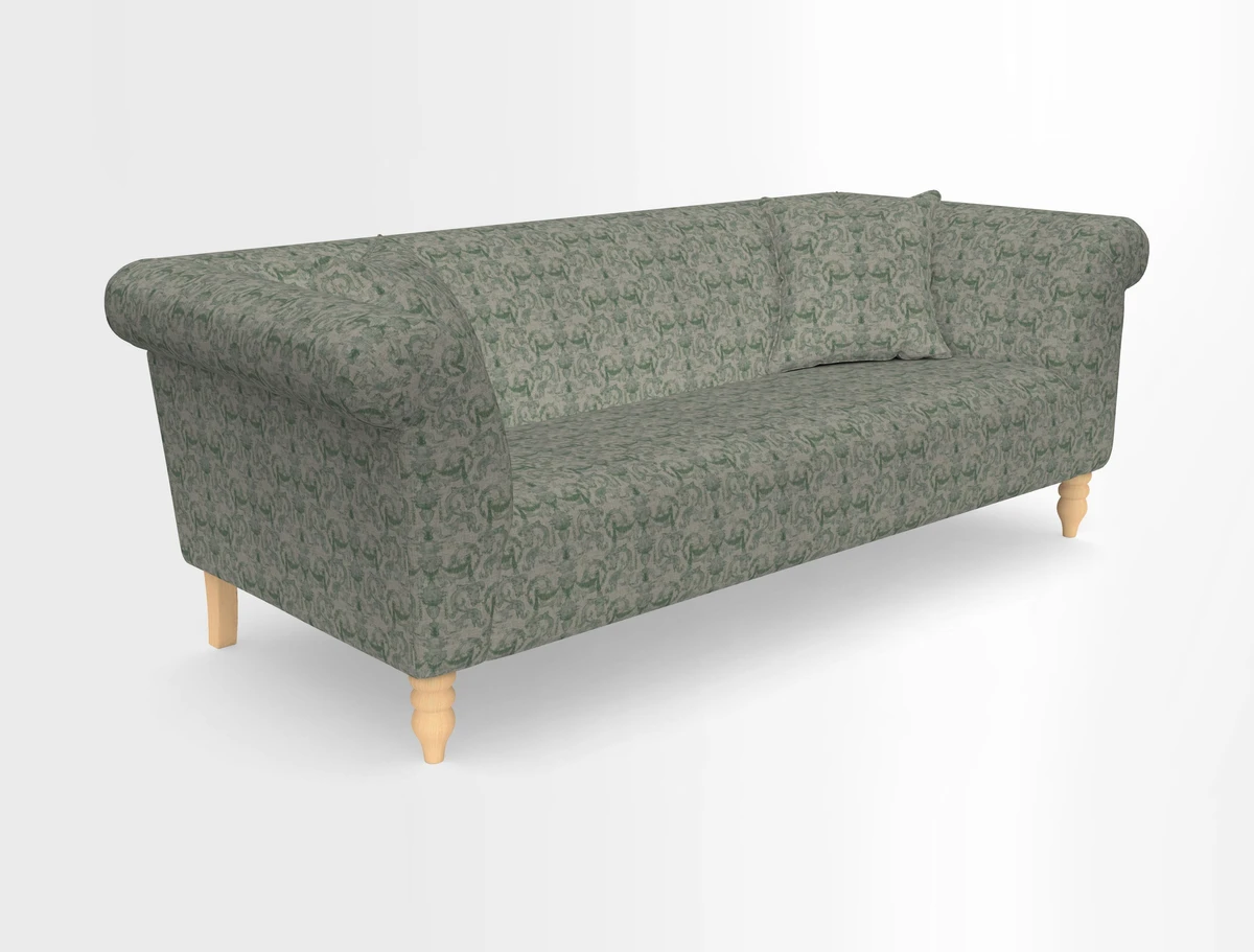 Exbury 3-seater sofa in Frond Stripe Large Storm with scatters in Frond All Over