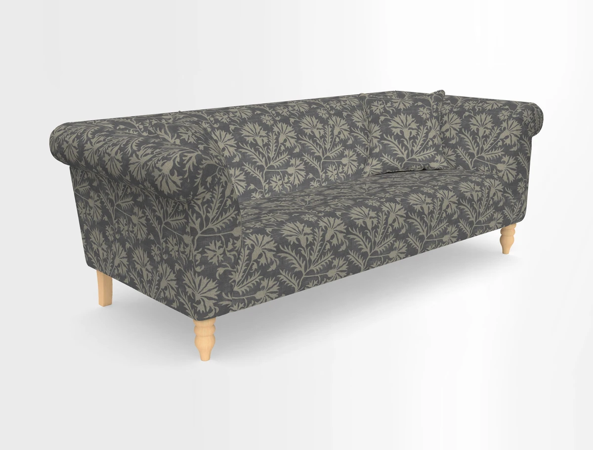 Exbury 3-seater sofa in Frond Stripe Large Storm with scatters in Frond All Over