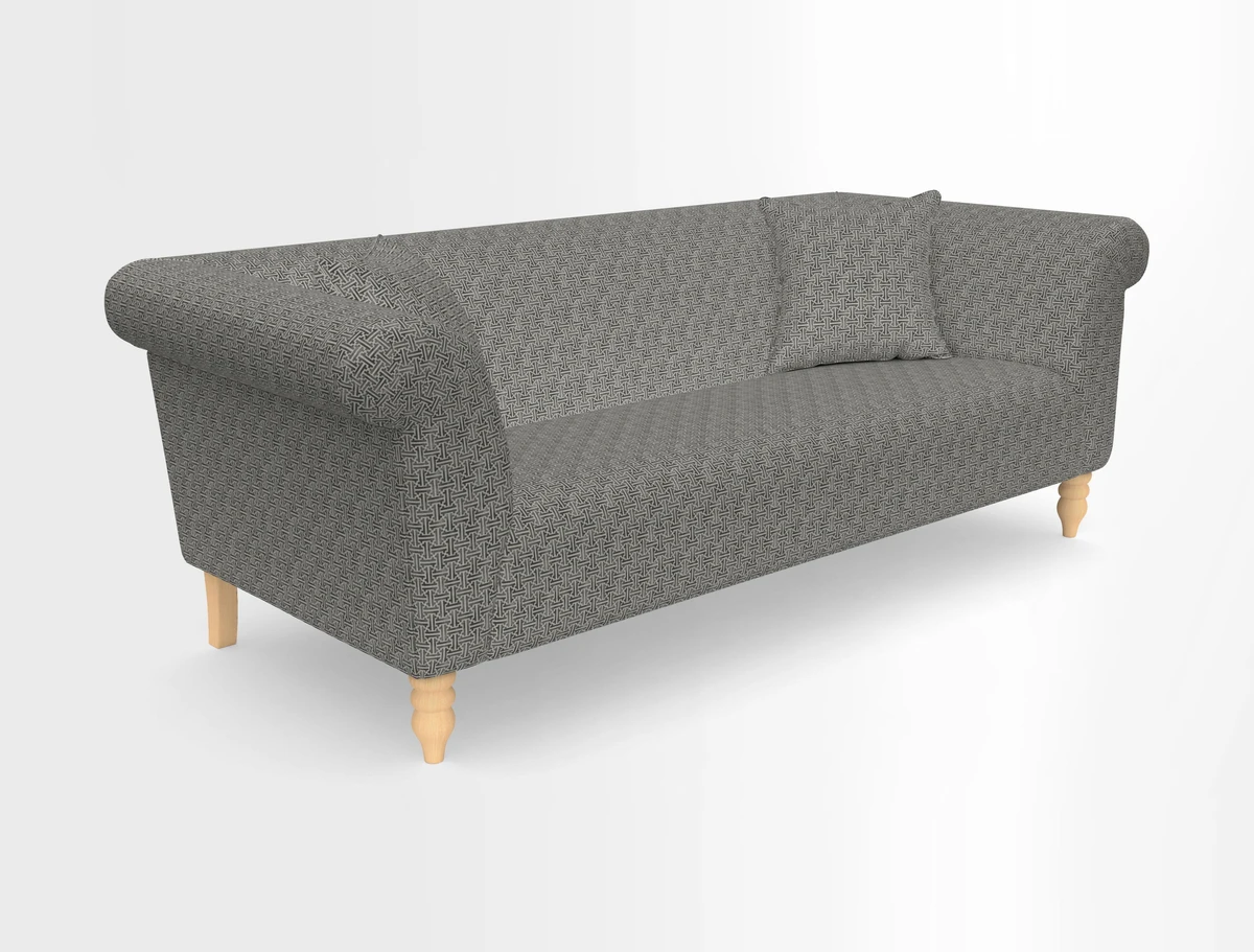 Exbury 3-seater sofa in Frond Stripe Large Storm with scatters in Frond All Over