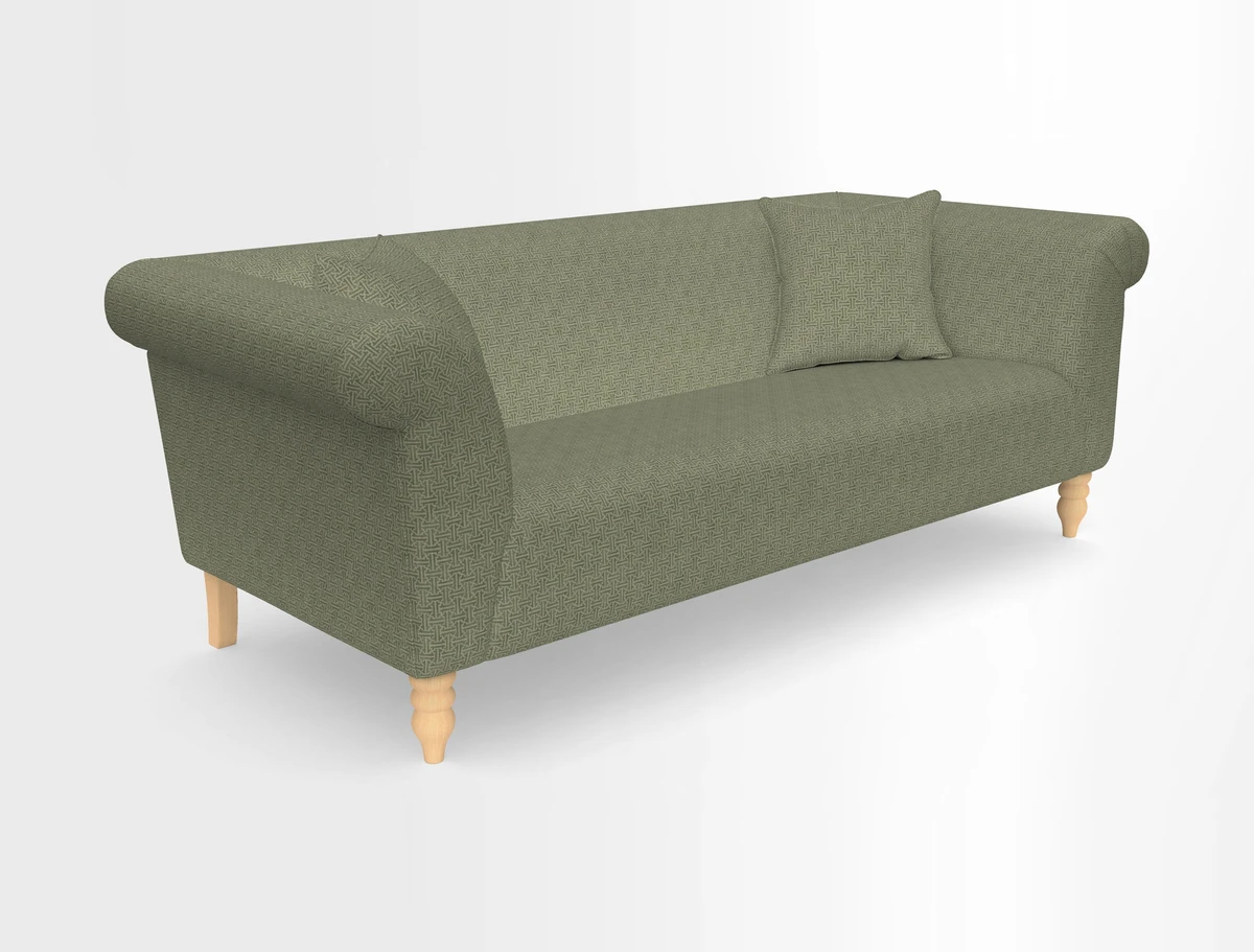 Exbury 3-seater sofa in Frond Stripe Large Storm with scatters in Frond All Over