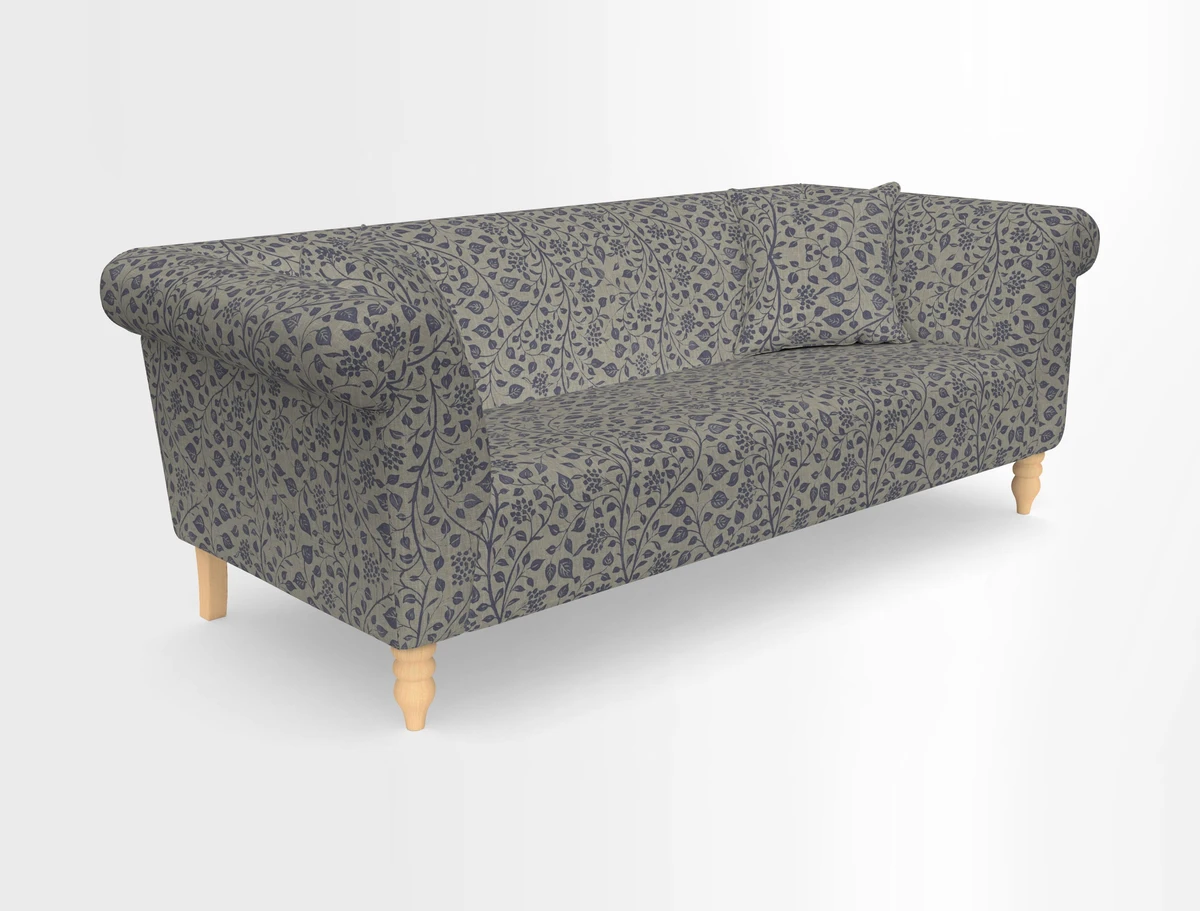 Exbury 3-seater sofa in Frond Stripe Large Storm with scatters in Frond All Over