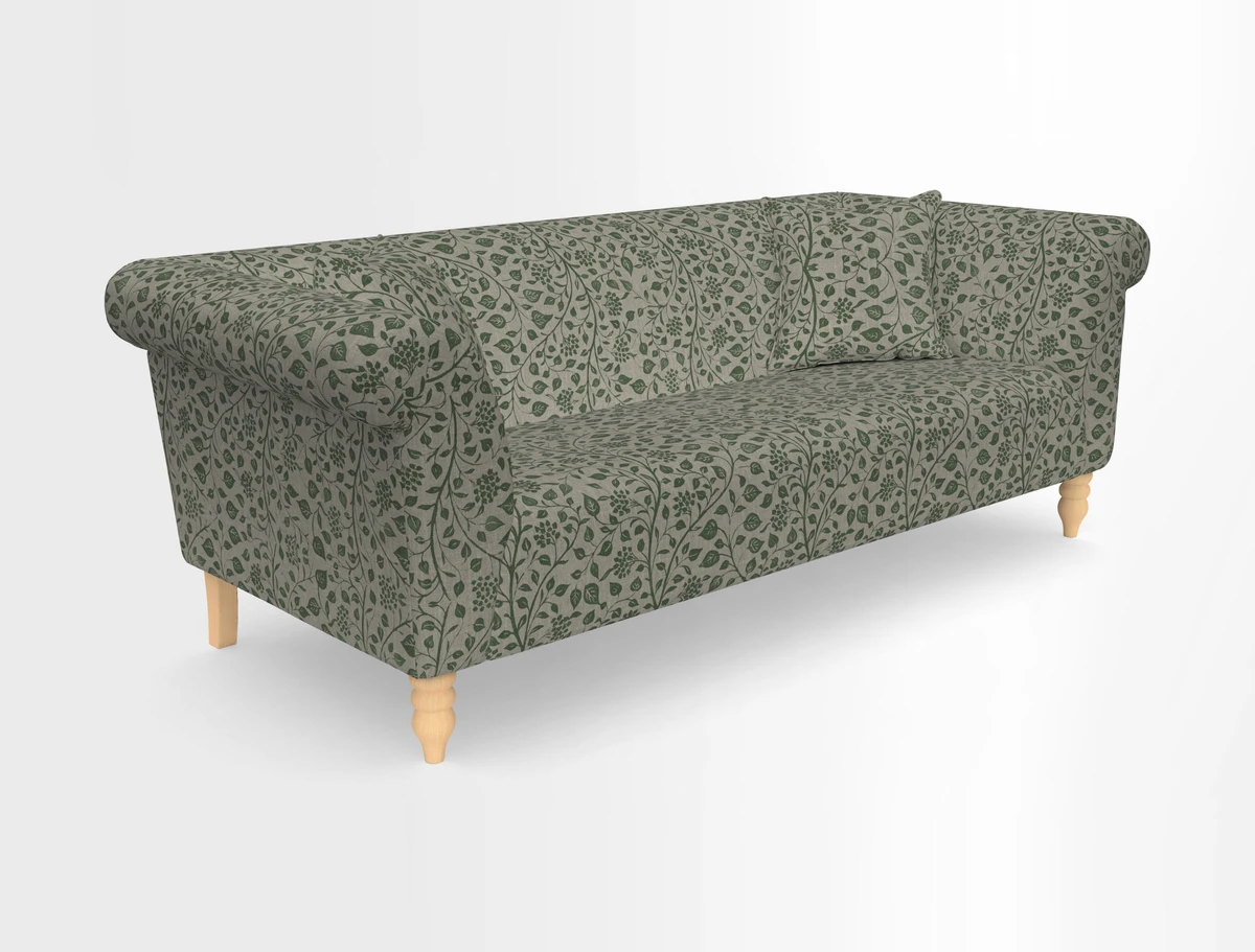 Exbury 3-seater sofa in Frond Stripe Large Storm with scatters in Frond All Over
