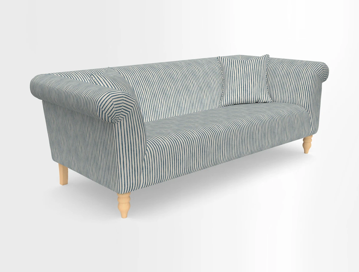Exbury 3-seater sofa in Frond Stripe Large Storm with scatters in Frond All Over