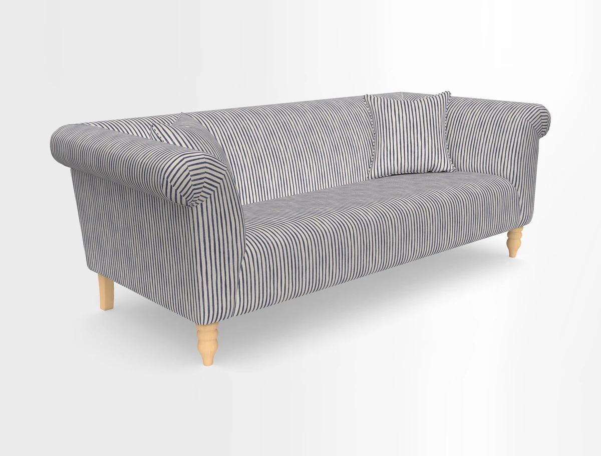 Exbury 3-seater sofa in Frond Stripe Large Storm with scatters in Frond All Over