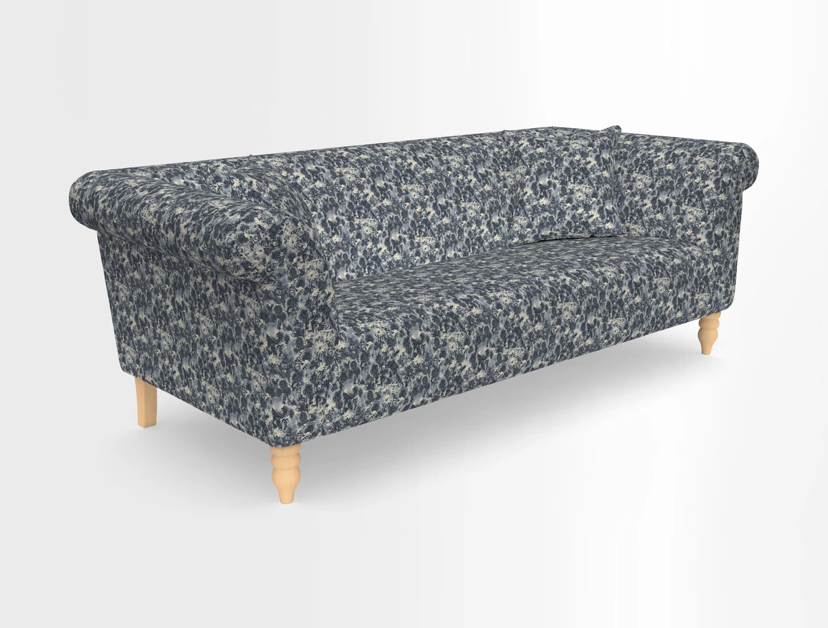 Exbury 3-seater sofa in Frond Stripe Large Storm with scatters in Frond All Over