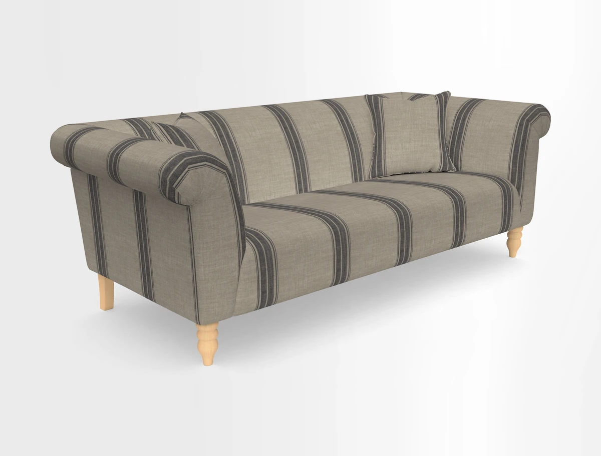 Exbury 3-seater sofa in Frond Stripe Large Storm with scatters in Frond All Over