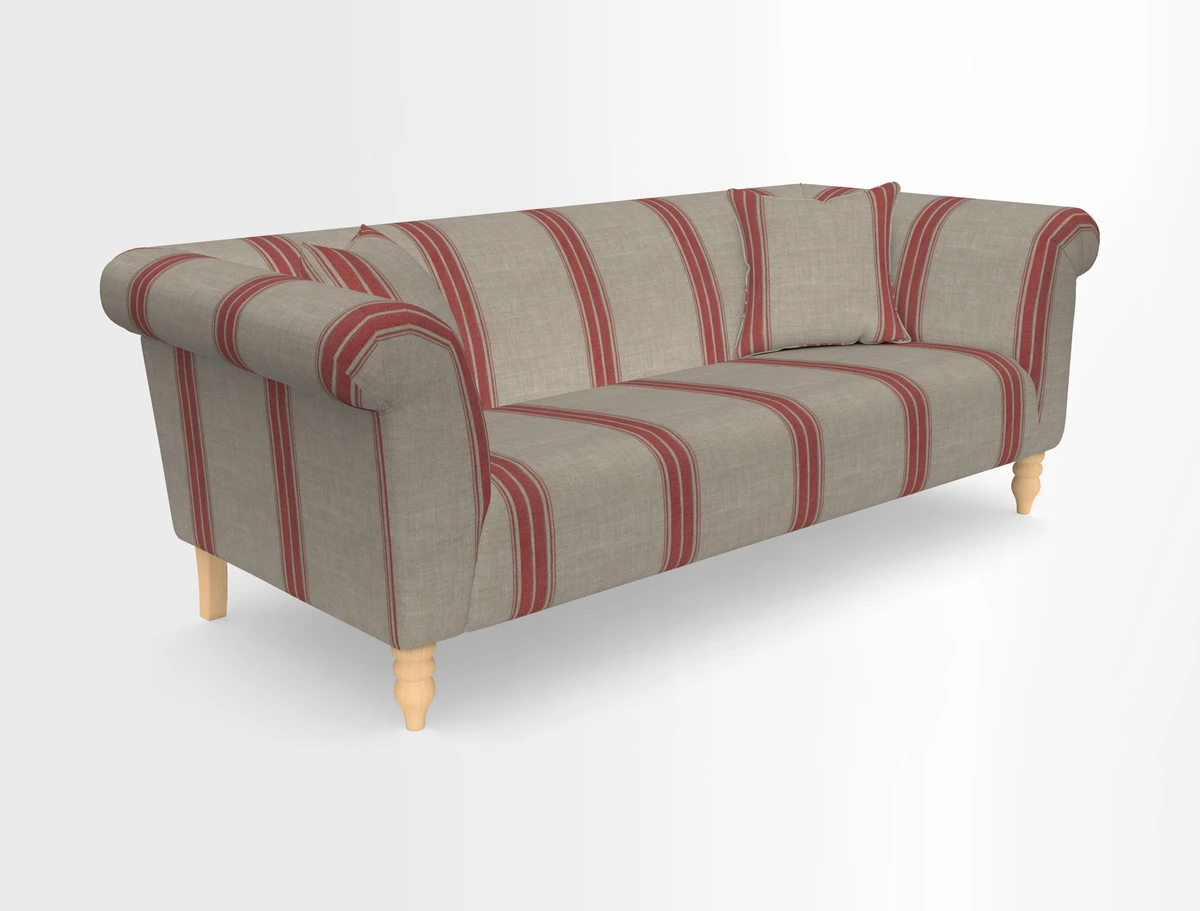 Exbury 3-seater sofa in Frond Stripe Large Storm with scatters in Frond All Over