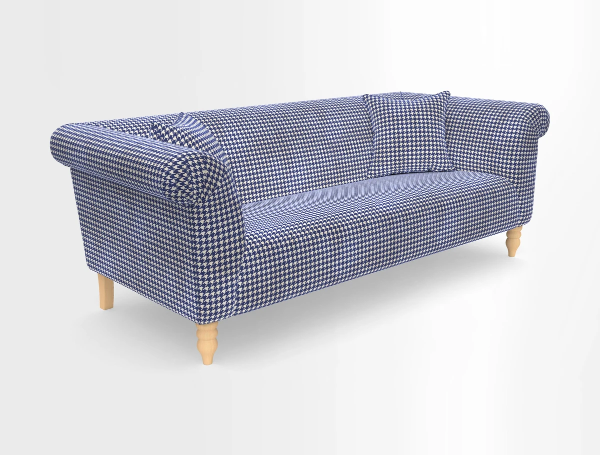 Exbury 3-seater sofa in Frond Stripe Large Storm with scatters in Frond All Over