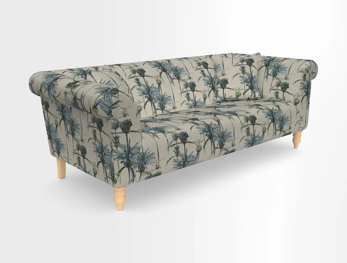Exbury 3-seater sofa in Frond Stripe Large Storm with scatters in Frond All Over