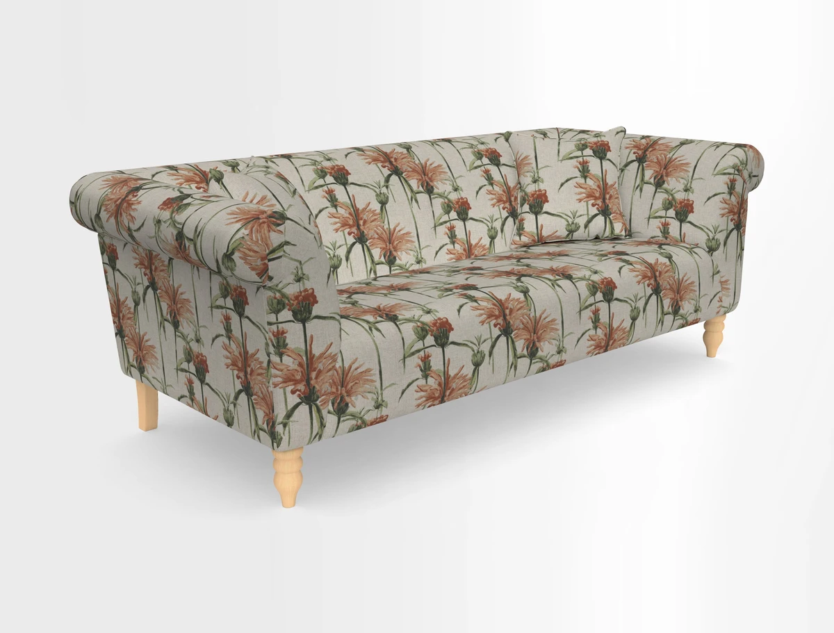 Exbury 3-seater sofa in Frond Stripe Large Storm with scatters in Frond All Over