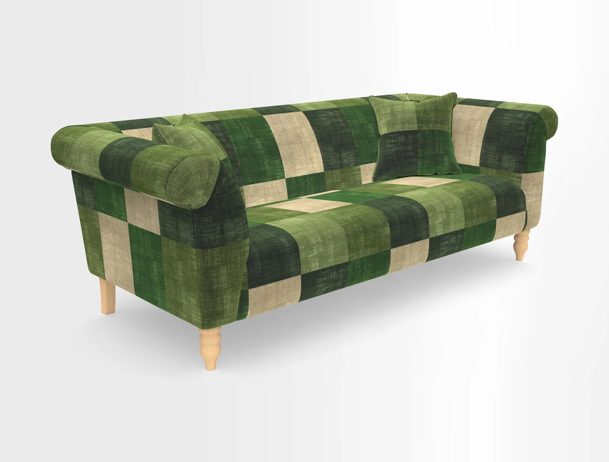 Exbury 3-seater sofa in Frond Stripe Large Storm with scatters in Frond All Over