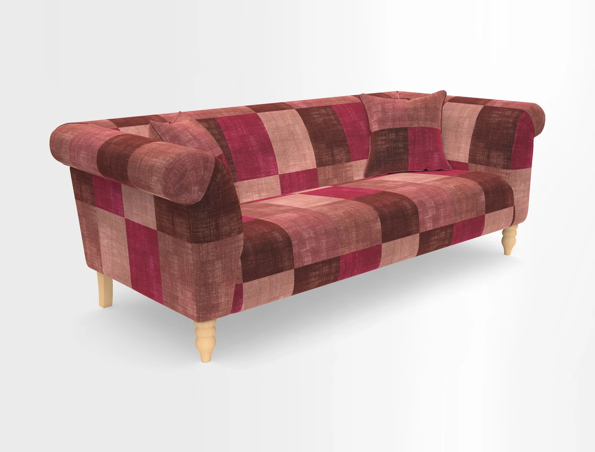 Exbury 3-seater sofa in Frond Stripe Large Storm with scatters in Frond All Over