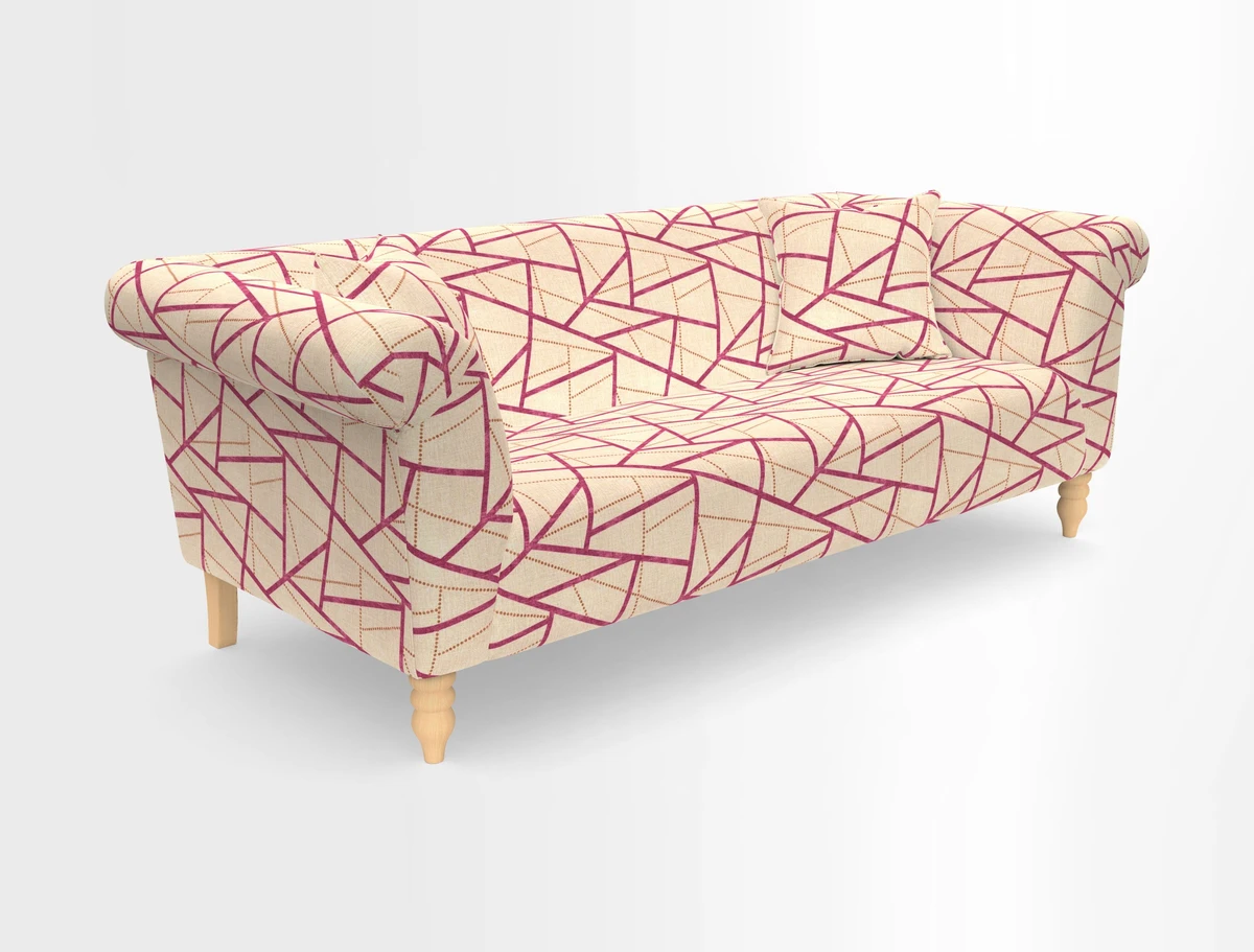 Exbury 3-seater sofa in Frond Stripe Large Storm with scatters in Frond All Over