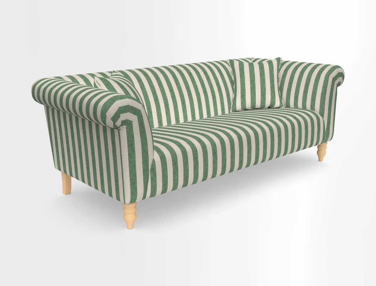 Exbury 3-seater sofa in Frond Stripe Large Storm with scatters in Frond All Over