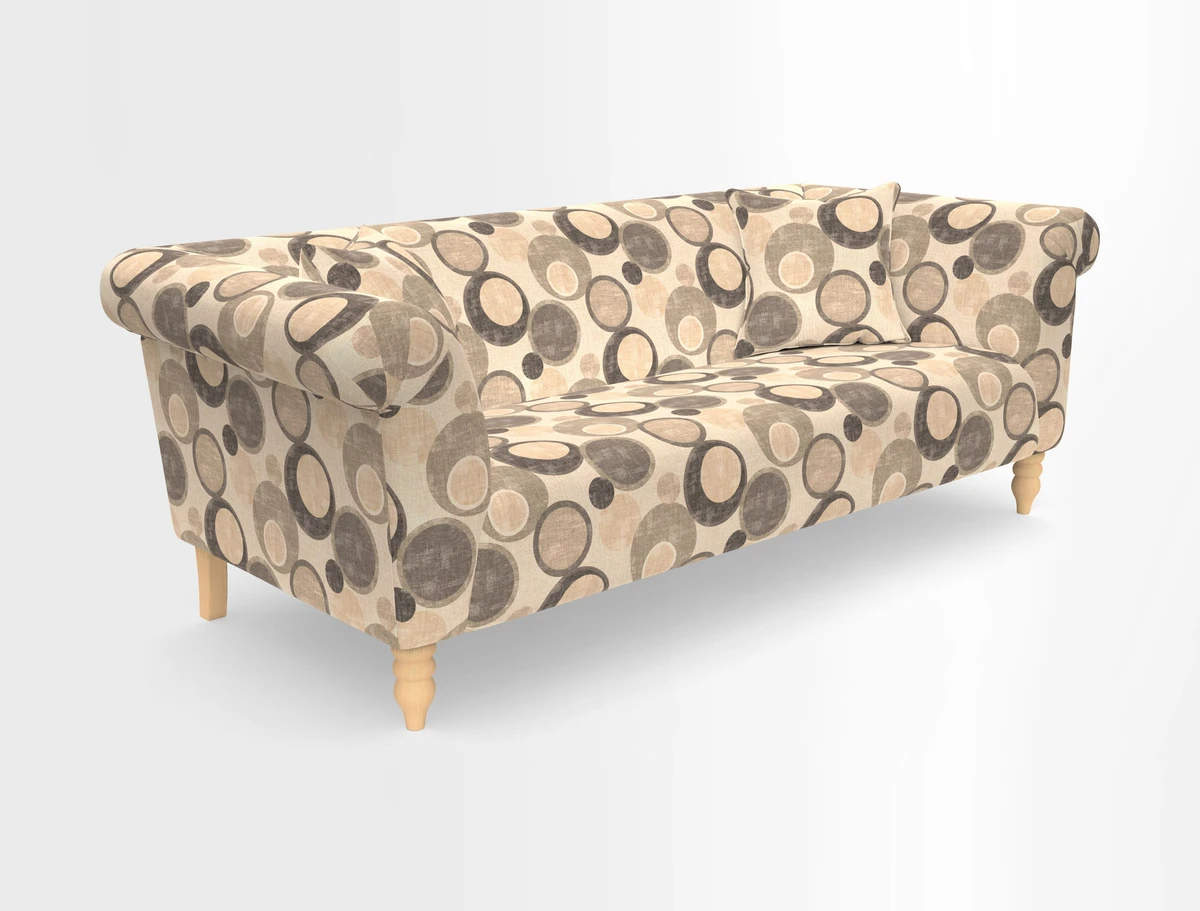 Exbury 3-seater sofa in Frond Stripe Large Storm with scatters in Frond All Over