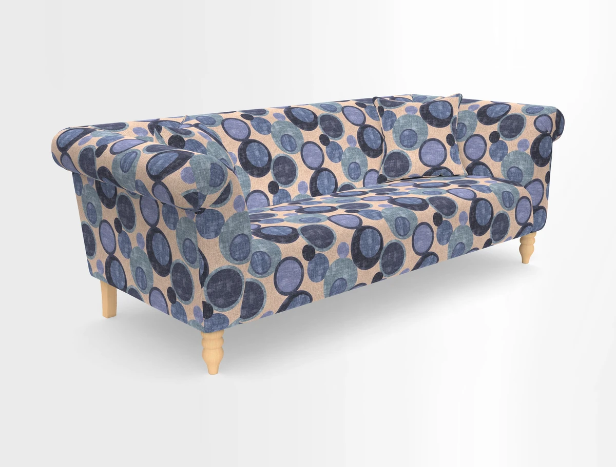 Exbury 3-seater sofa in Frond Stripe Large Storm with scatters in Frond All Over
