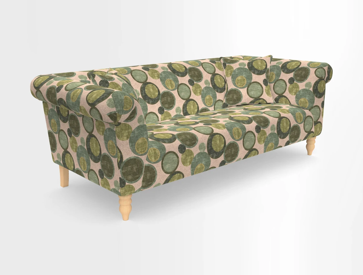 Exbury 3-seater sofa in Frond Stripe Large Storm with scatters in Frond All Over