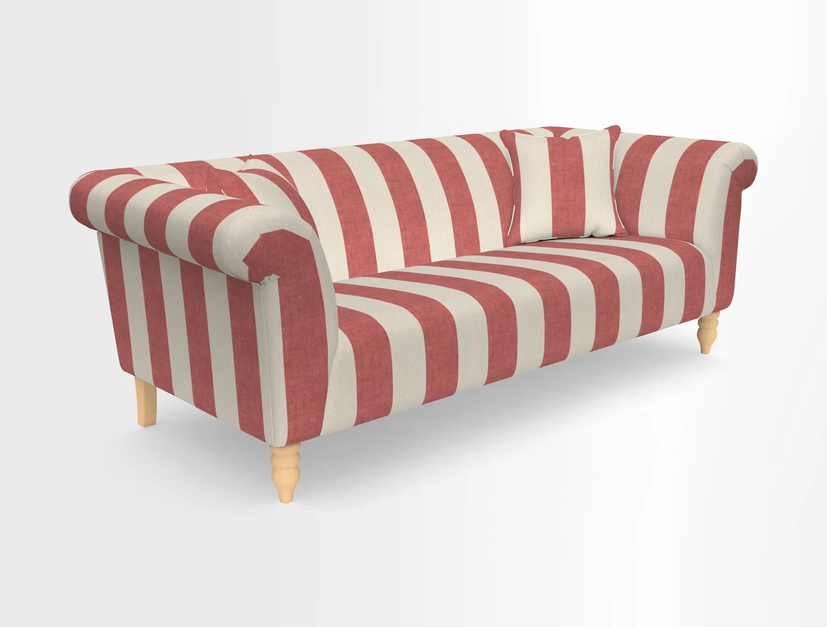 Exbury 3-seater sofa in Frond Stripe Large Storm with scatters in Frond All Over