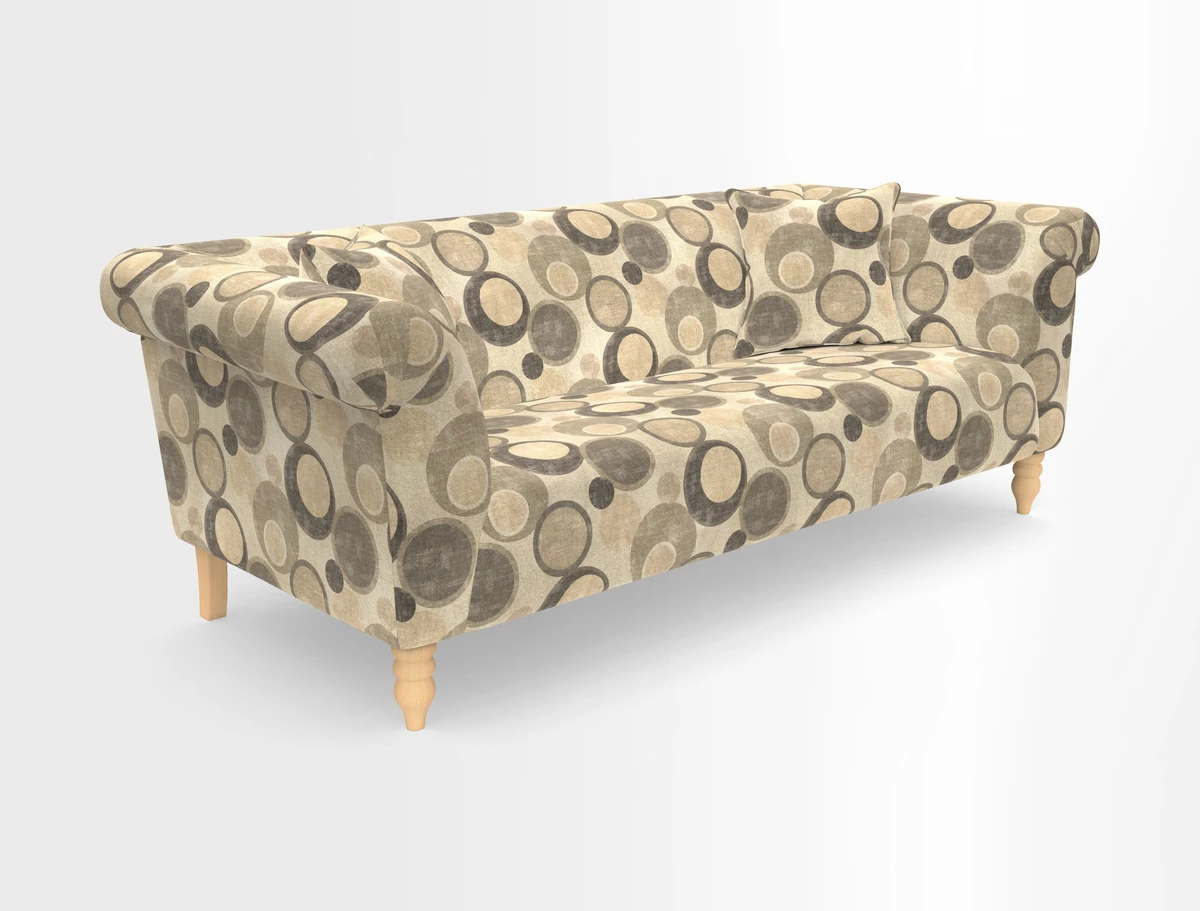Exbury 3-seater sofa in Frond Stripe Large Storm with scatters in Frond All Over