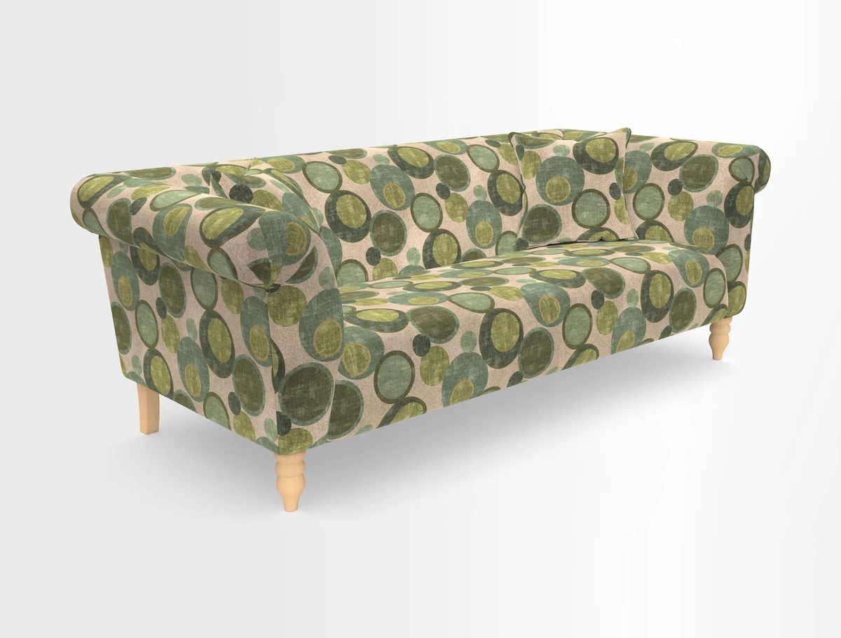 Exbury 3-seater sofa in Frond Stripe Large Storm with scatters in Frond All Over