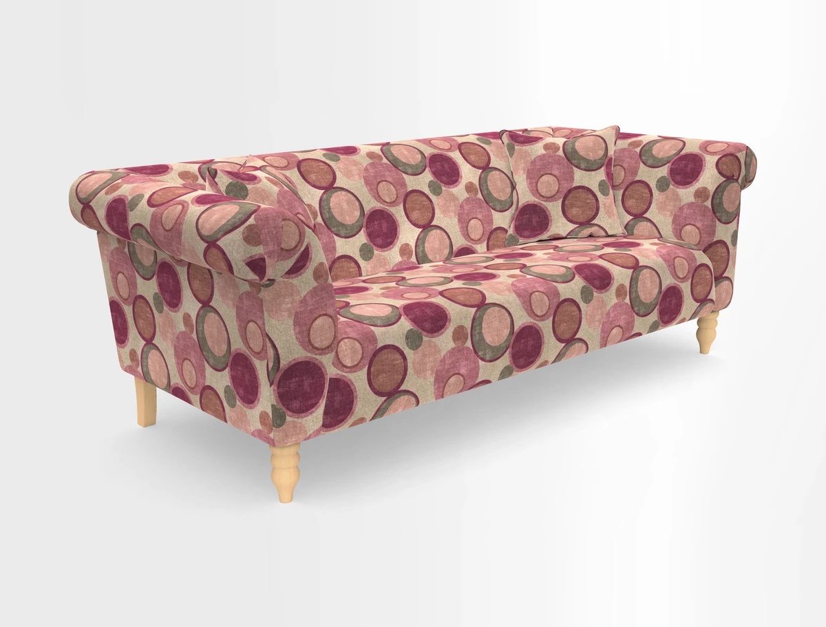 Exbury 3-seater sofa in Frond Stripe Large Storm with scatters in Frond All Over