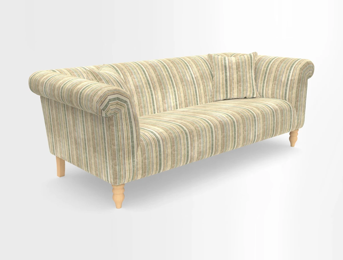 Exbury 3-seater sofa in Frond Stripe Large Storm with scatters in Frond All Over