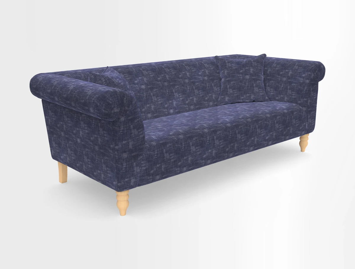 Exbury 3-seater sofa in Frond Stripe Large Storm with scatters in Frond All Over